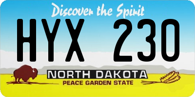 ND license plate HYX230