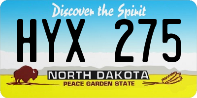 ND license plate HYX275