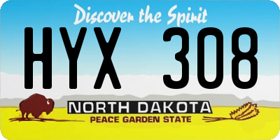 ND license plate HYX308