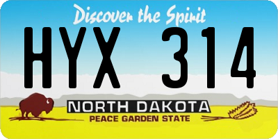 ND license plate HYX314