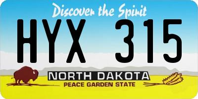 ND license plate HYX315