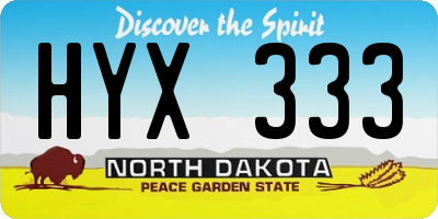 ND license plate HYX333