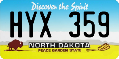 ND license plate HYX359