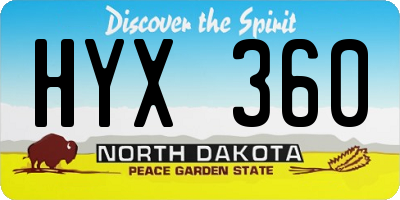 ND license plate HYX360
