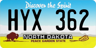 ND license plate HYX362