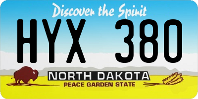 ND license plate HYX380