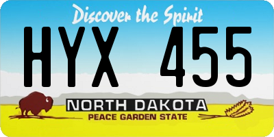 ND license plate HYX455