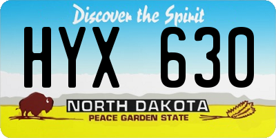 ND license plate HYX630