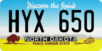 ND license plate HYX650