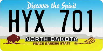 ND license plate HYX701