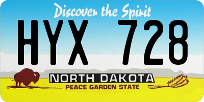 ND license plate HYX728