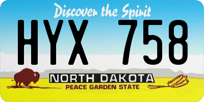 ND license plate HYX758