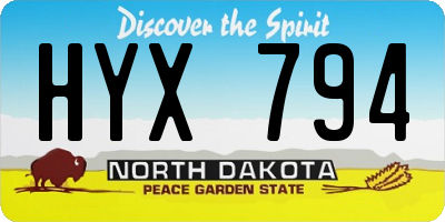 ND license plate HYX794