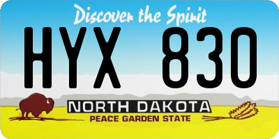 ND license plate HYX830