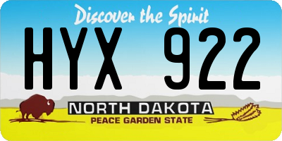 ND license plate HYX922