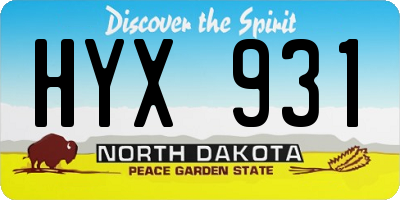 ND license plate HYX931
