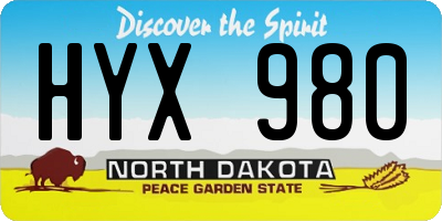 ND license plate HYX980
