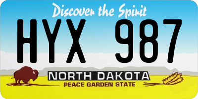 ND license plate HYX987