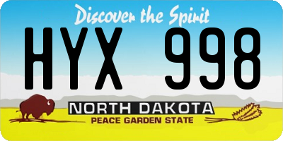 ND license plate HYX998