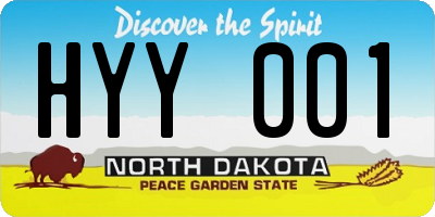 ND license plate HYY001