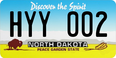 ND license plate HYY002