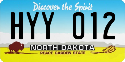 ND license plate HYY012