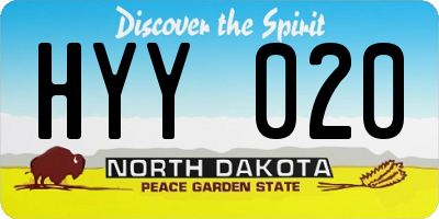 ND license plate HYY020