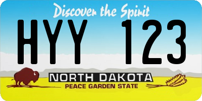 ND license plate HYY123