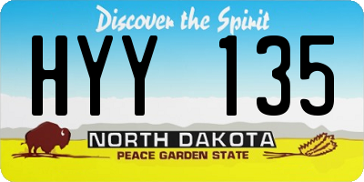 ND license plate HYY135
