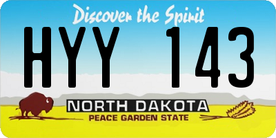 ND license plate HYY143