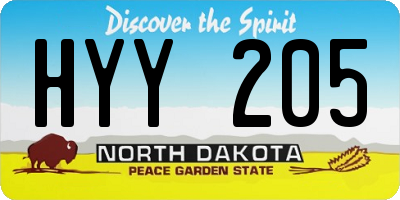 ND license plate HYY205