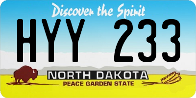 ND license plate HYY233