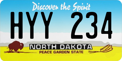 ND license plate HYY234
