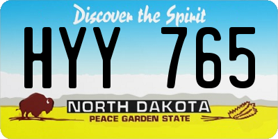 ND license plate HYY765