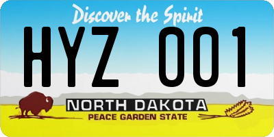 ND license plate HYZ001