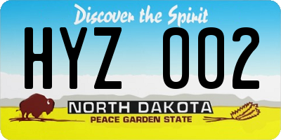 ND license plate HYZ002