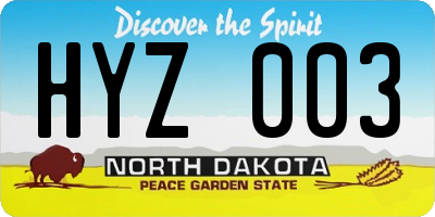 ND license plate HYZ003