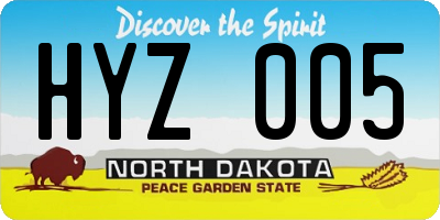 ND license plate HYZ005