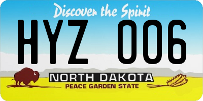 ND license plate HYZ006