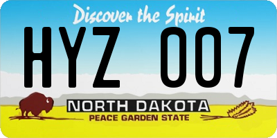 ND license plate HYZ007