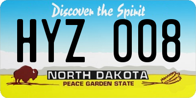 ND license plate HYZ008