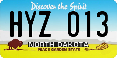ND license plate HYZ013