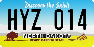ND license plate HYZ014