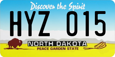 ND license plate HYZ015