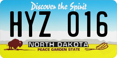 ND license plate HYZ016