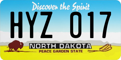 ND license plate HYZ017