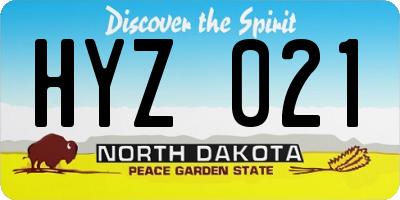 ND license plate HYZ021