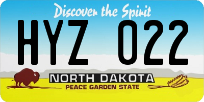 ND license plate HYZ022