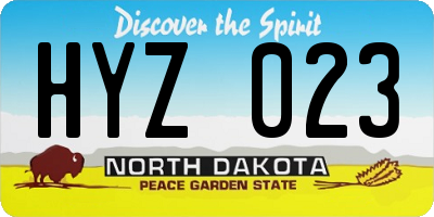 ND license plate HYZ023