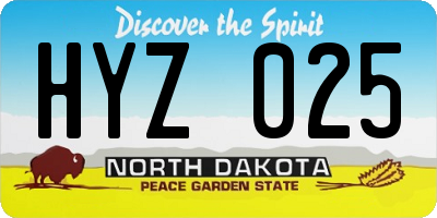 ND license plate HYZ025